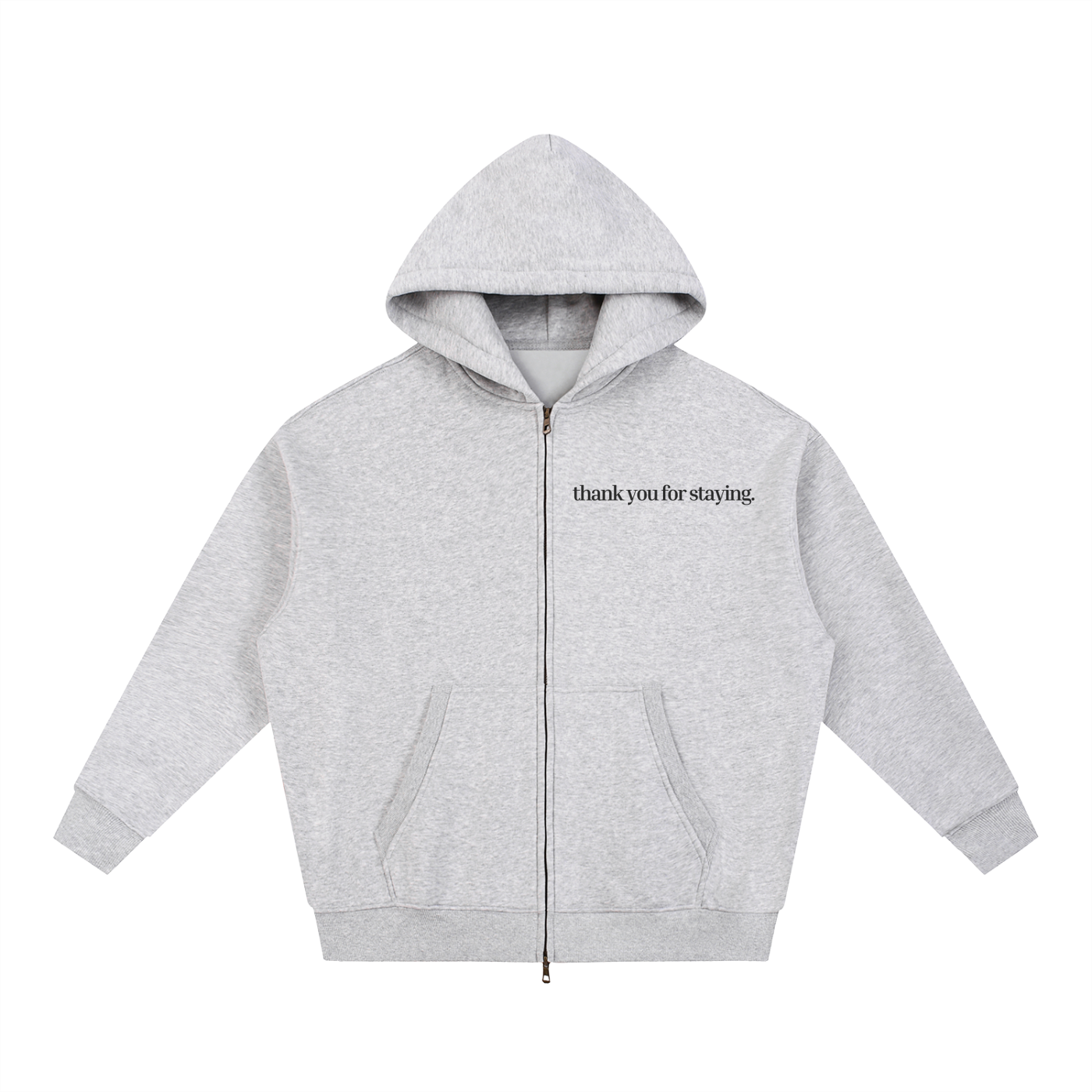 Heavyweight Oversized Grey Fleece Hoodie | Premium Mental Health Streetwear Sweatshirt | Thank You For Staying