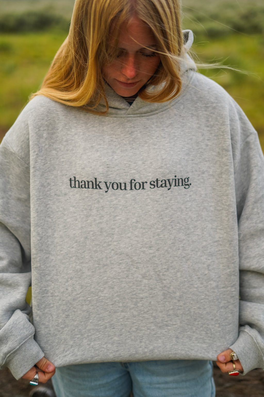 Thank You For Staying Fleece Boxy Hoodie