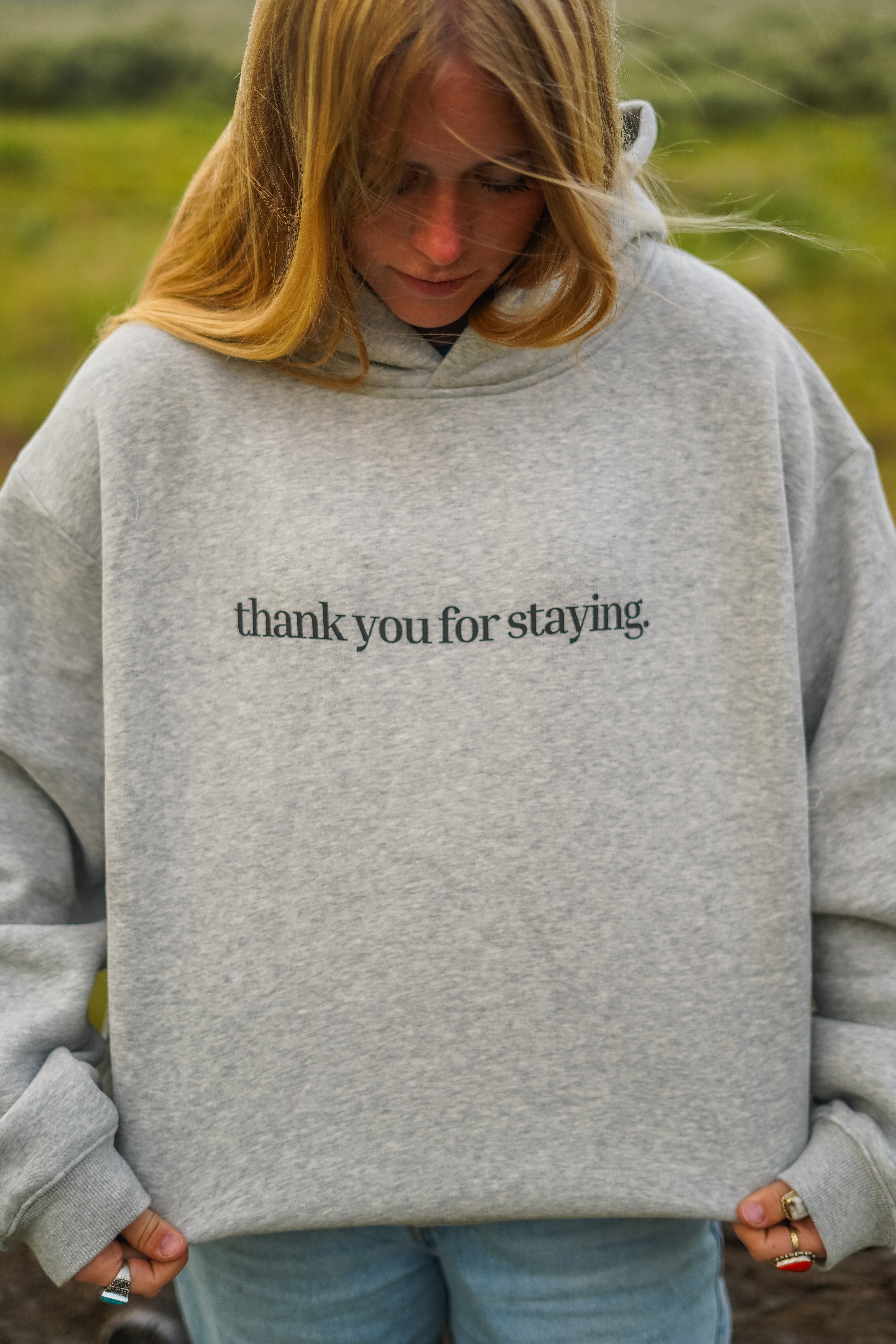 Thank You For Staying Fleece Boxy Hoodie