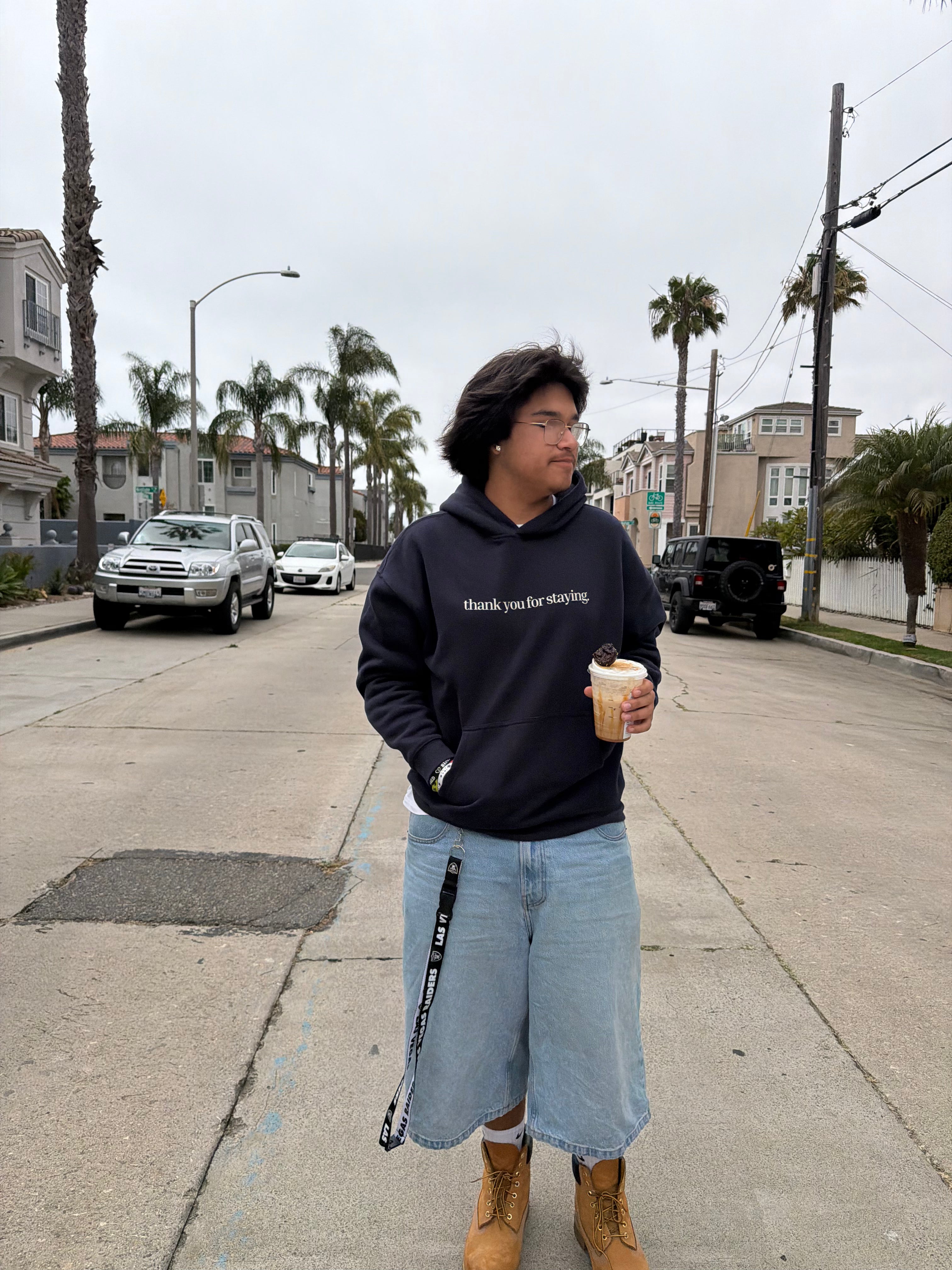 Thank you for staying Oversized fleece hoodie
