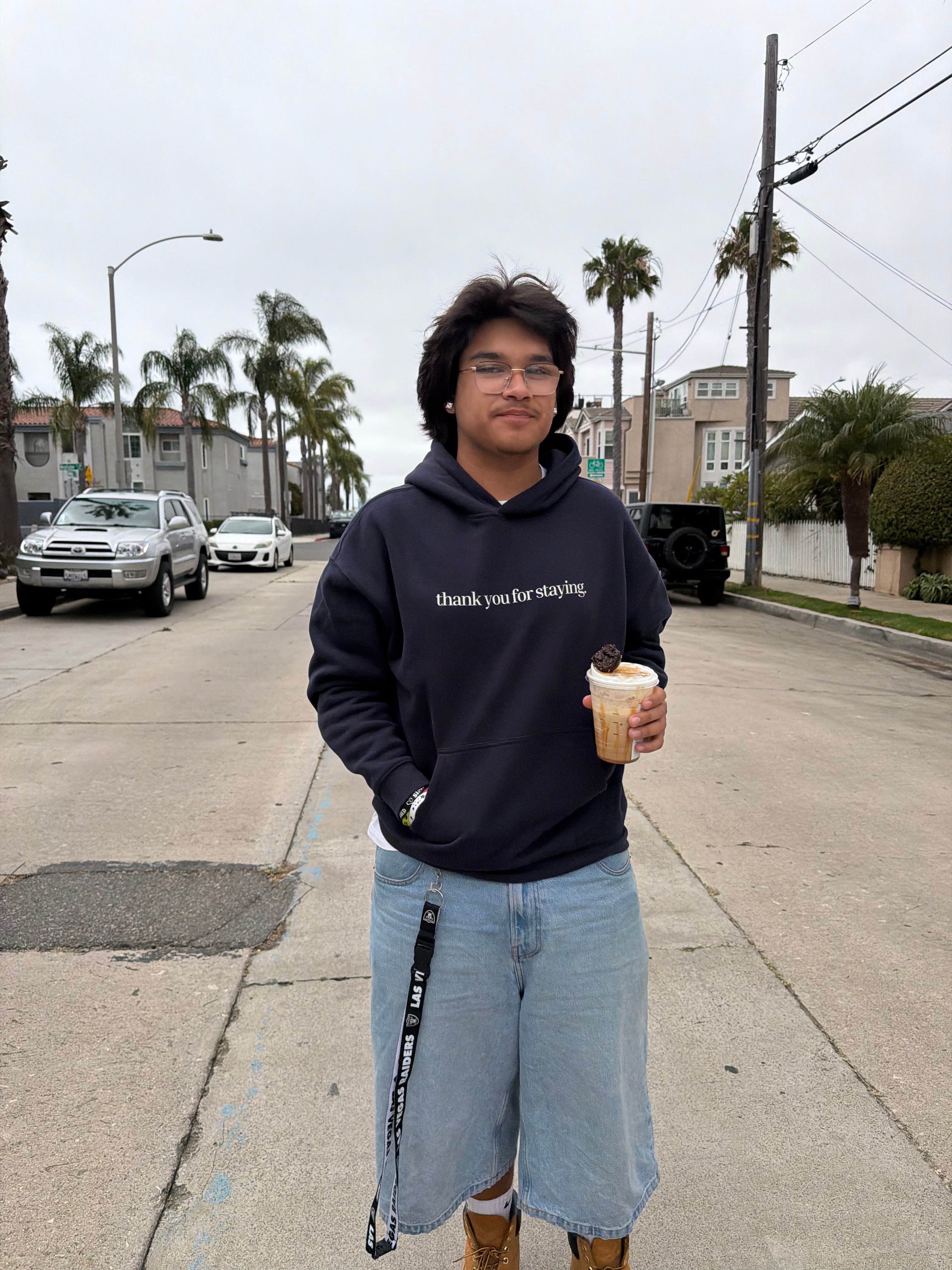 Thank you for staying Oversized fleece hoodie